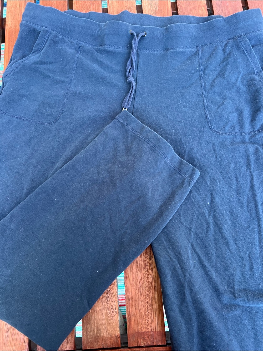 LL bean joggers sweatpants navy XL drawstring pockets